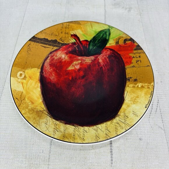 Pier 1 Phoenix Creative FRUIT CRATE Apple Pear Stoneware Salad Plates Set of 2 - Picture 4 of 11